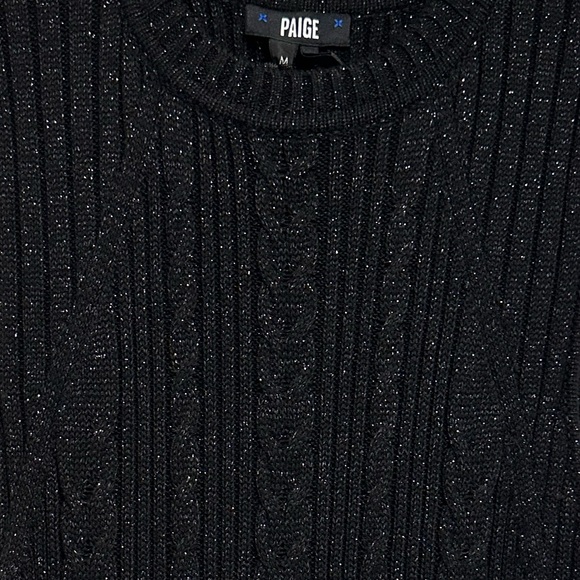 NWT CABLE-KNIT PAIGE Marium CABLE-KNIT Midi Sweater Dress BLACK SPARKLE 🖤✨ Med - Picture 10 of 16